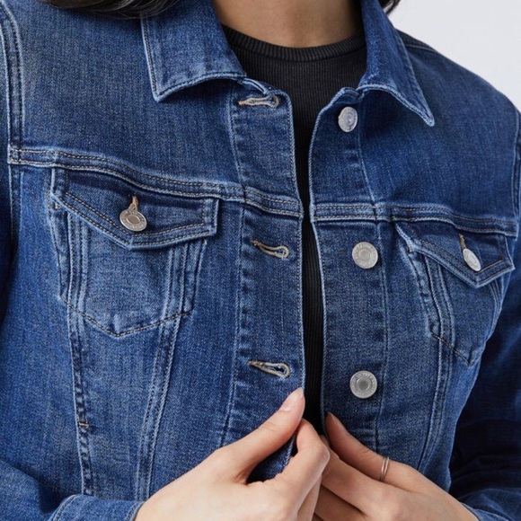 🆕 Mavi Samantha Denim Jacket Cropped | Mid Brushed Feather Blue - Picture 6 of 10